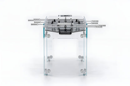 Cristallino – Biliardino di Design in Cristallo con Campo Nero