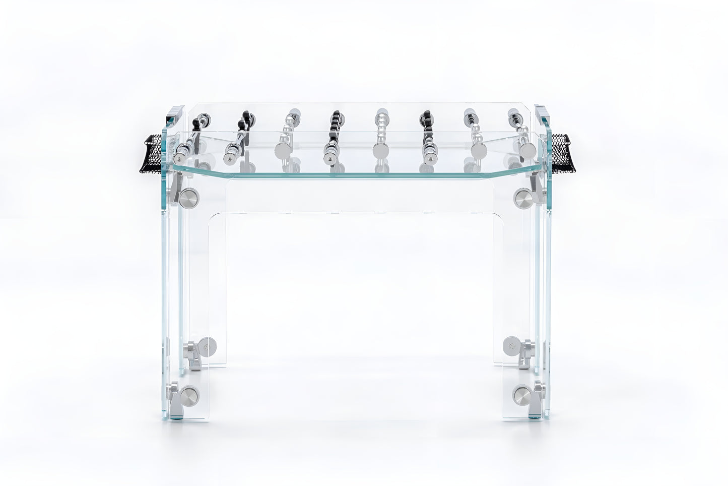 Cristallino – Biliardino di Design in Cristallo con Campo Nero