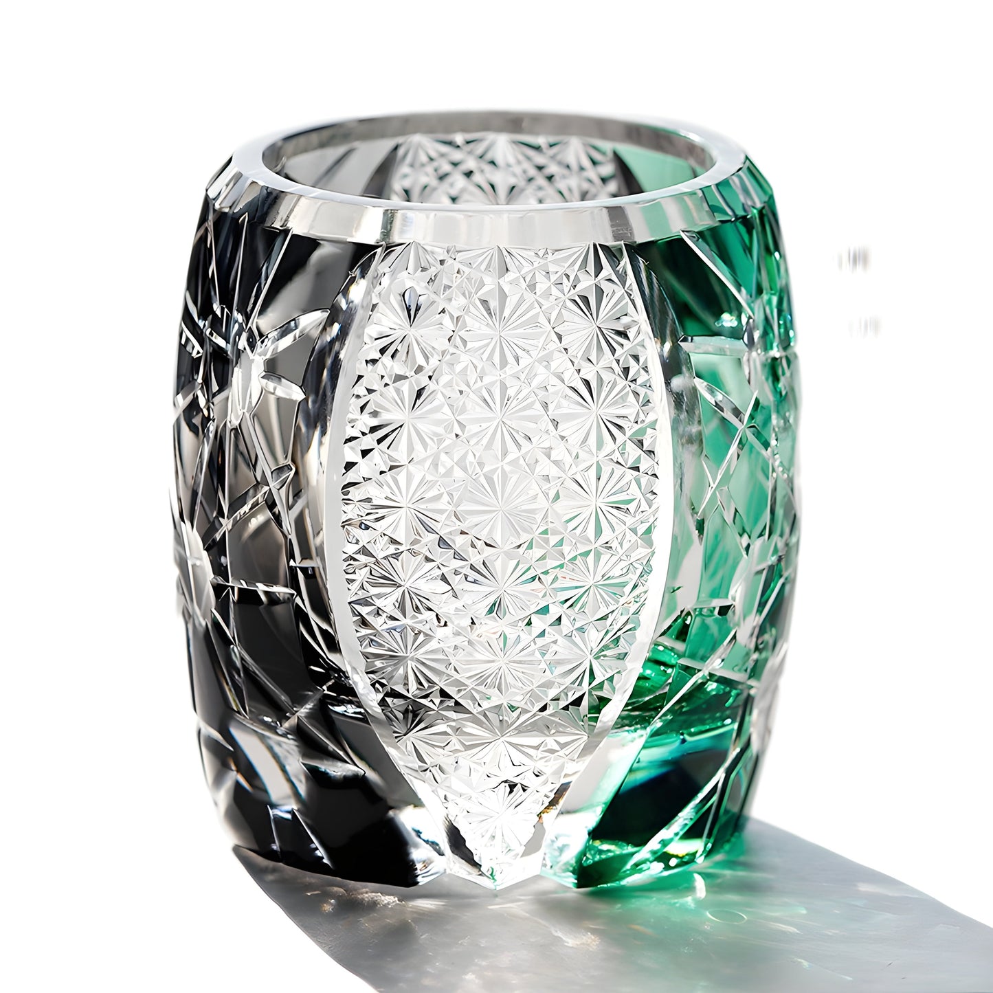 Bicchiere Edo Kiriko – ‘Giove’ (Verde/Nero) – Scatola in legno GuerraHome