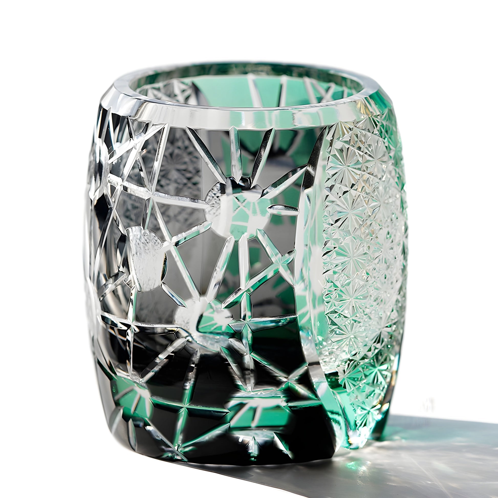 Bicchiere Edo Kiriko – ‘Giove’ (Verde/Nero) – Scatola in legno GuerraHome