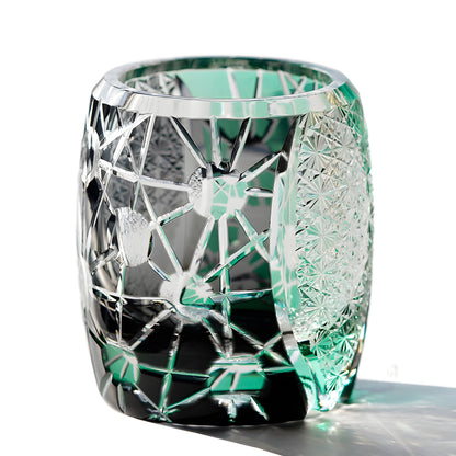 Bicchiere Edo Kiriko – ‘Giove’ (Verde/Nero) – Scatola in legno GuerraHome