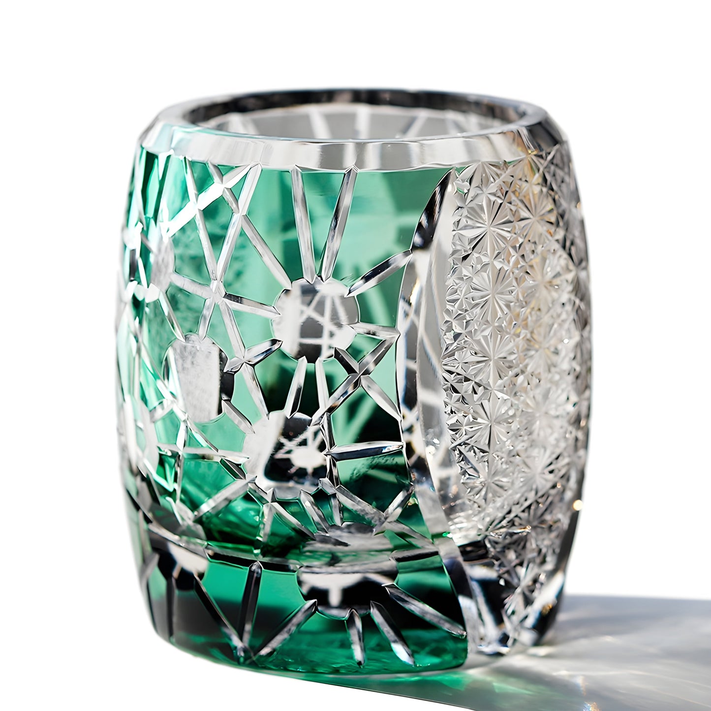 Bicchiere Edo Kiriko – ‘Giove’ (Verde/Nero) – Scatola in legno GuerraHome