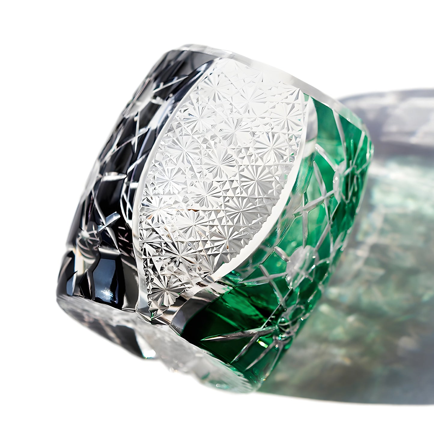 Bicchiere Edo Kiriko – ‘Giove’ (Verde/Nero) – Scatola in legno GuerraHome