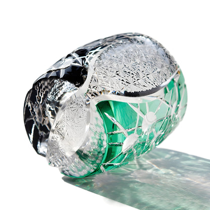 Bicchiere Edo Kiriko – ‘Giove’ (Verde/Nero) – Scatola in legno GuerraHome