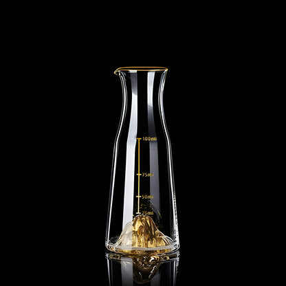 Set Bicchieri da Shot in Cristallo – Modello "Golden Mountain" 24K con Decanter 100 ml