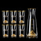 Set Bicchieri da Shot in Cristallo – Modello "Golden Mountain" 24K con Decanter 100 ml