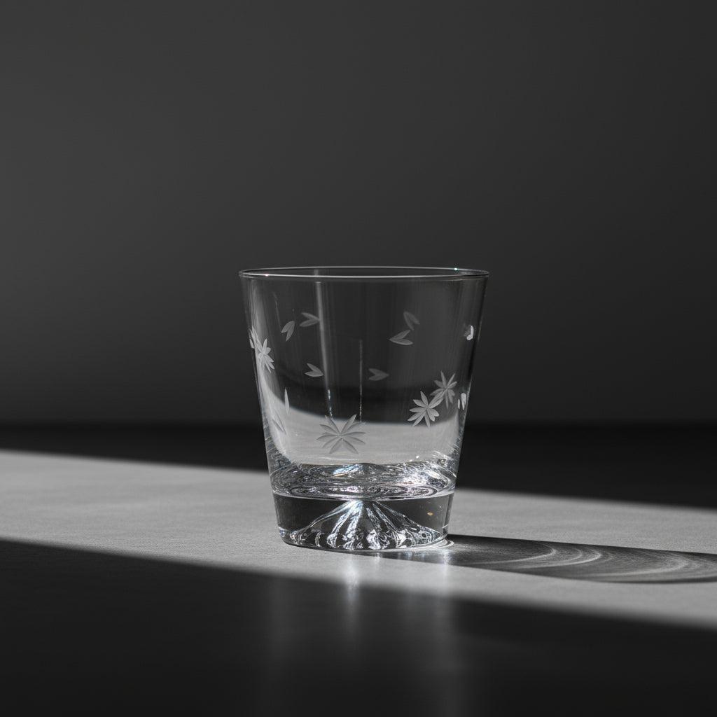 Bicchiere da Whisky in Cristallo – 'Monte Fuji' - Scatola in Legno