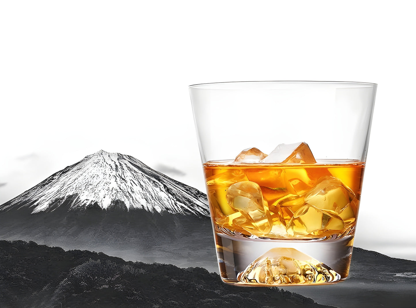 Bicchiere da Whisky in Cristallo – 'Monte Fuji Oro' - Scatola in Legno
