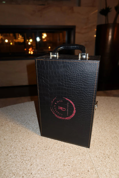 Coppia di Calici Blu con Cofanetto in Pelle