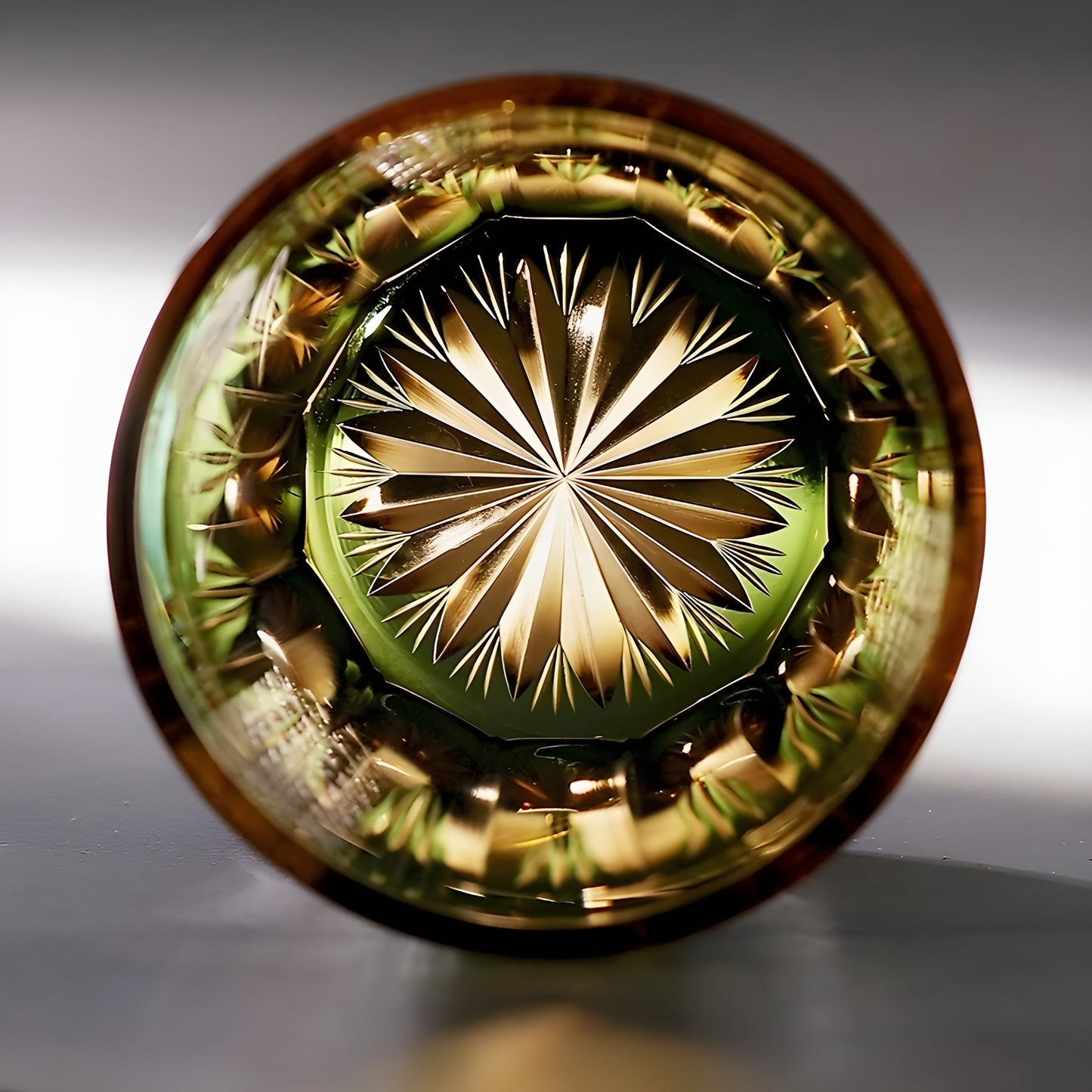 Bicchiere Edo Kiriko - Kagami Design “Pavone Smeraldo” –  Scatola in Legno GuerraHome