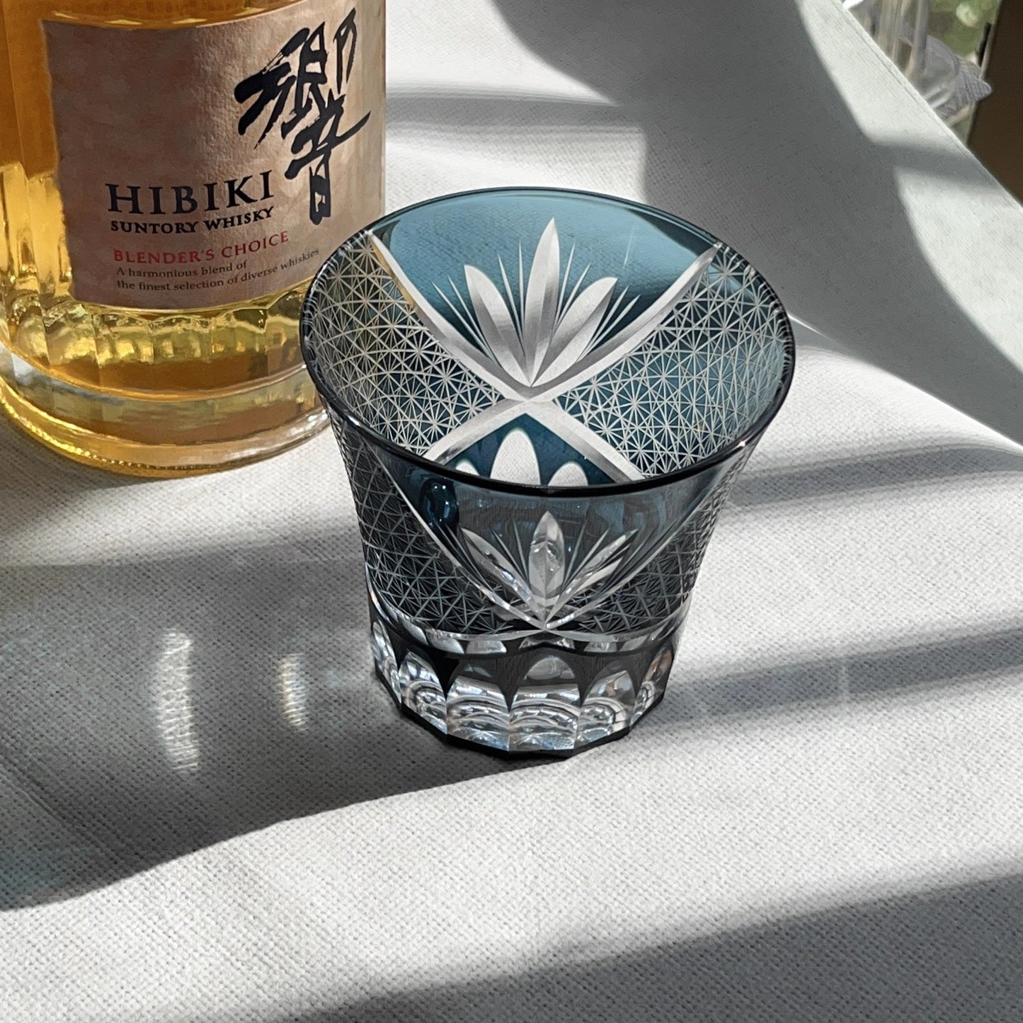 Bicchiere Edo Kiriko – 'Fiore Viola' – Scatola in legno GuerraHome