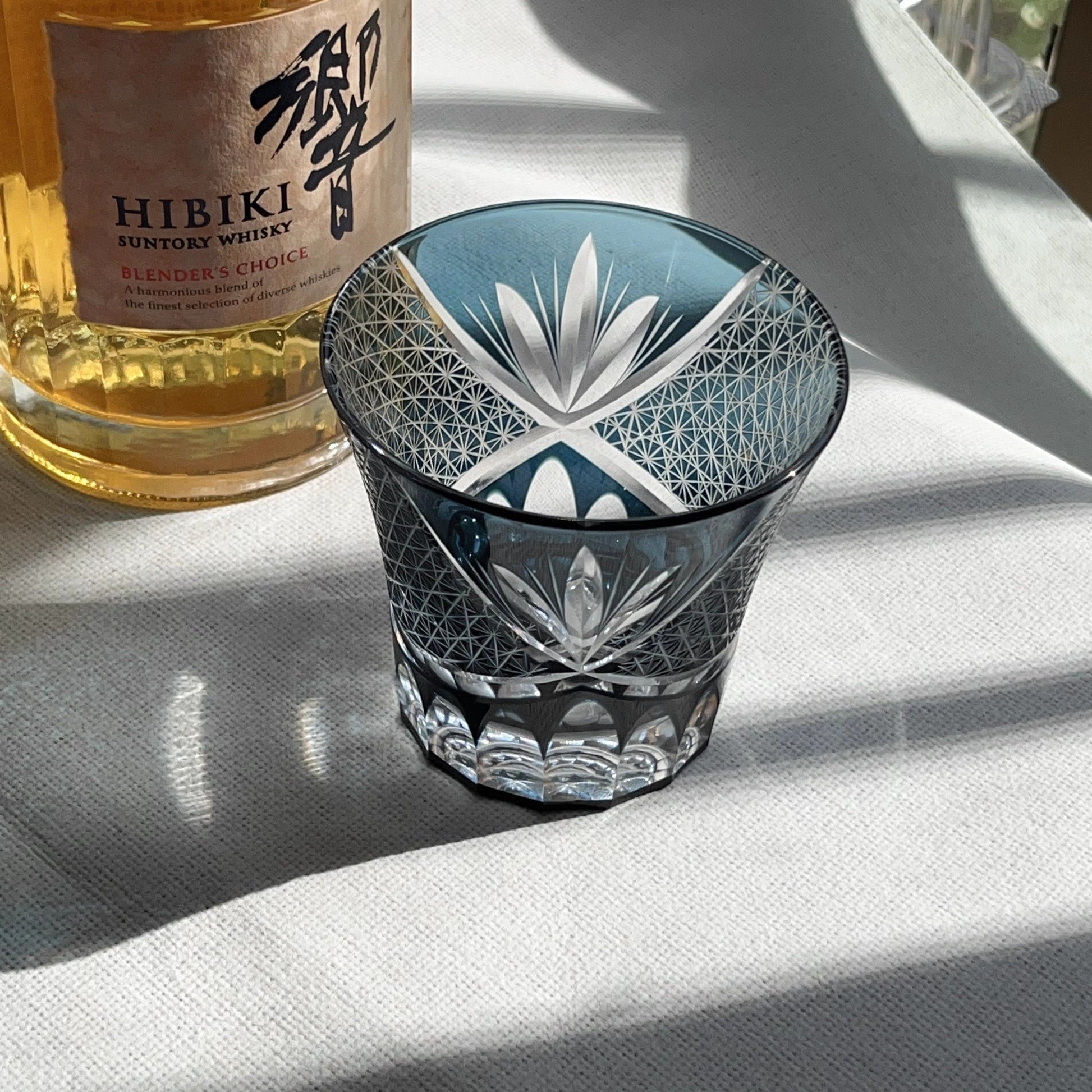 Bicchiere Edo Kiriko – 'Fiore Viola' – Scatola in legno GuerraHome