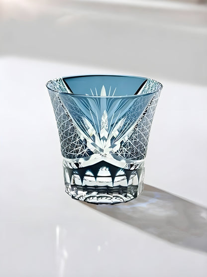 Bicchiere Edo Kiriko – 'Fiore Viola' – Scatola in legno GuerraHome