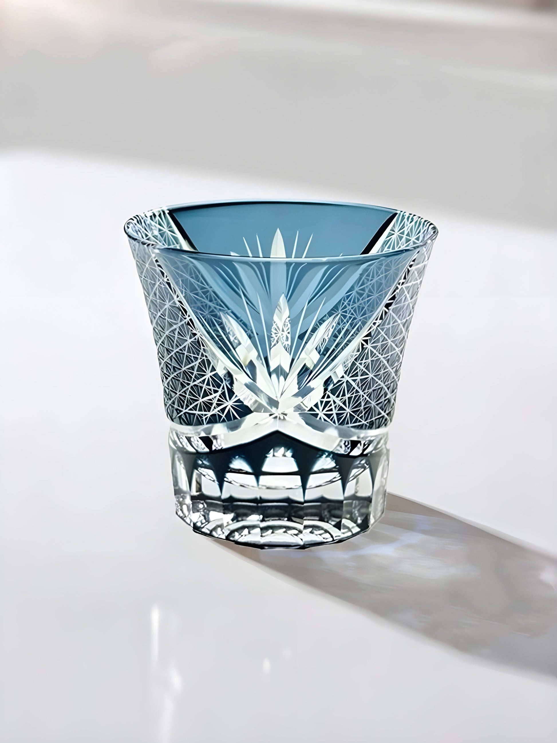 Bicchiere Edo Kiriko – 'Fiore Viola' – Scatola in legno GuerraHome