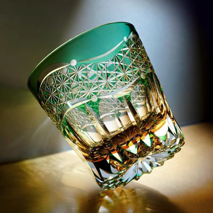 Bicchiere Edo Kiriko – 'Prisma Smeraldo' – Scatola in Legno GuerraHome