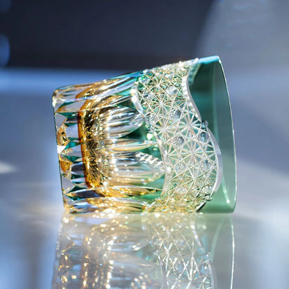 Bicchiere Edo Kiriko – 'Prisma Smeraldo' – Scatola in Legno GuerraHome