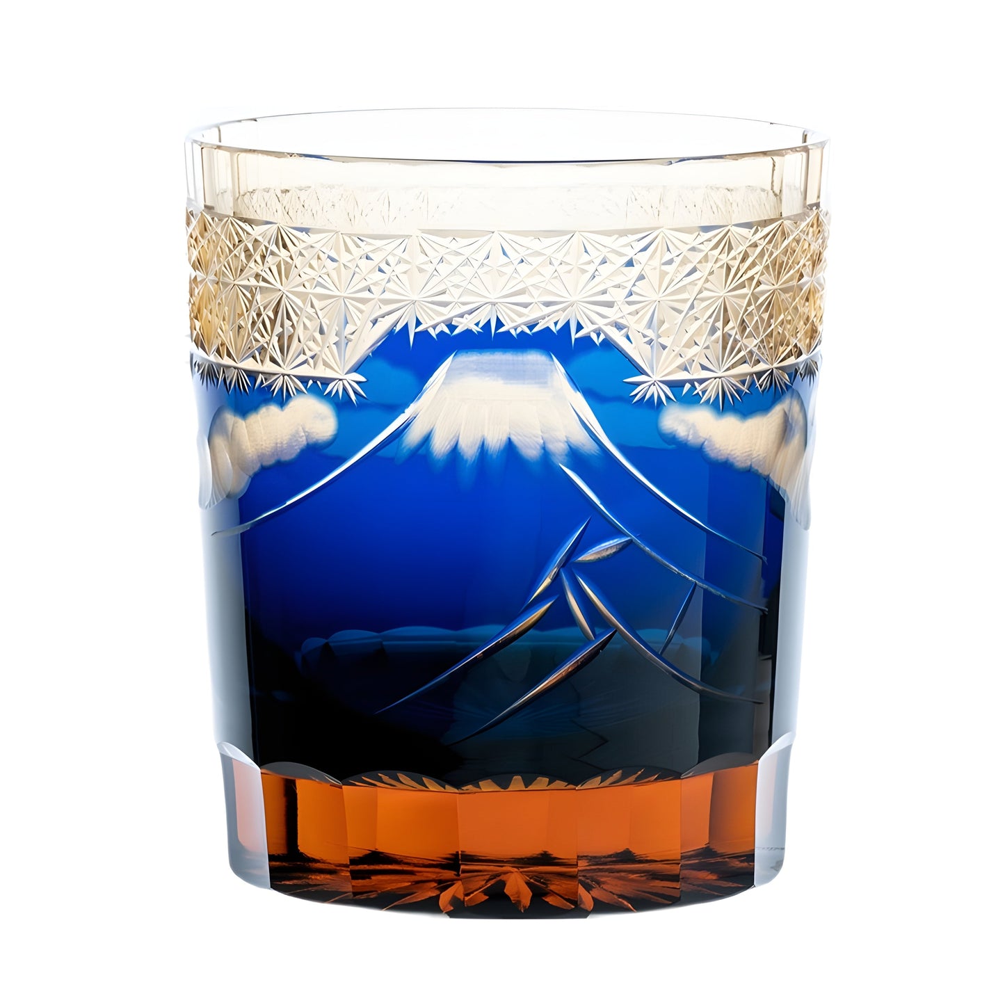 Bicchiere Edo Kiriko – ‘Monte Fuji’ – Scatola in legno GuerraHome