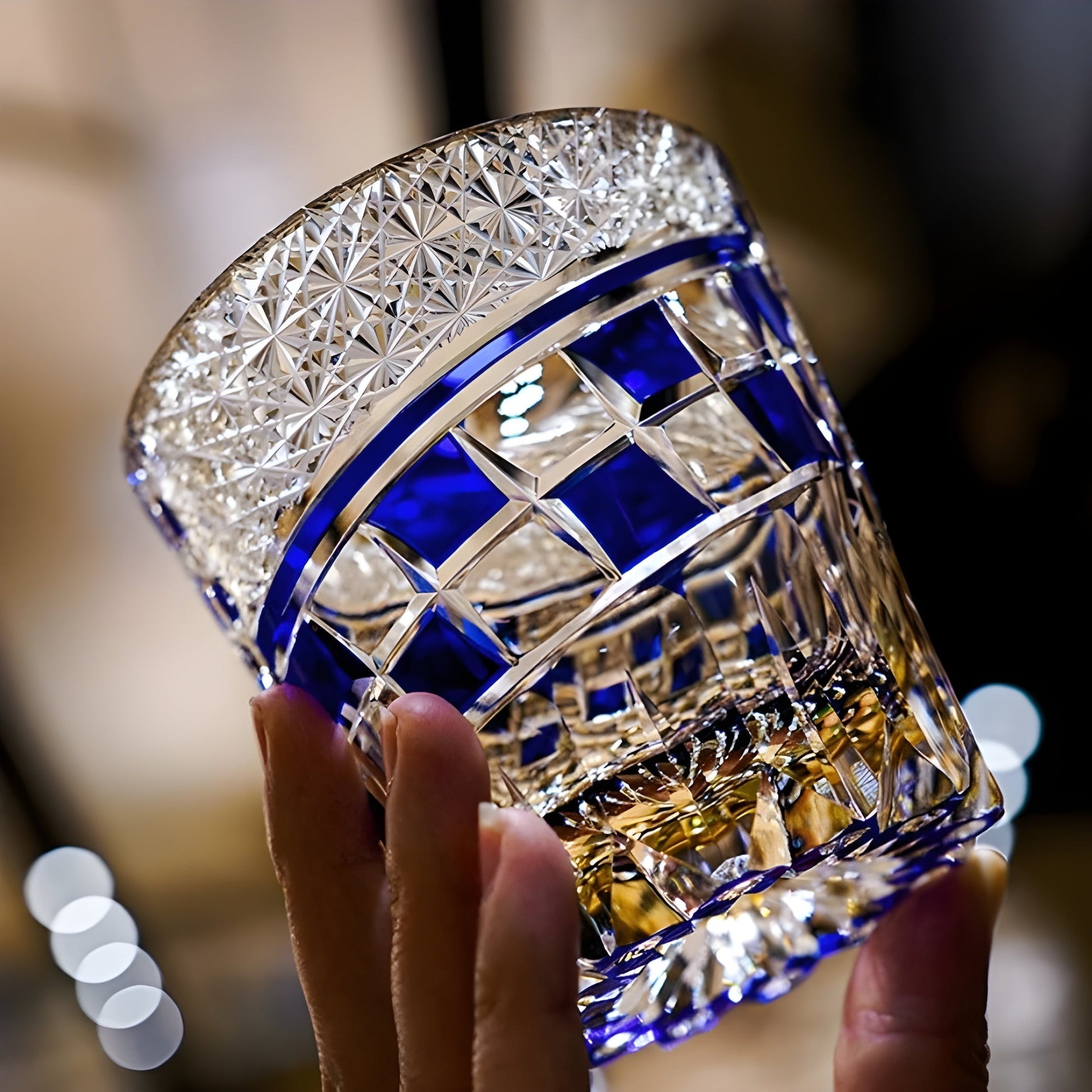 Bicchiere Edo Kiriko – “Costellazione Zaffiro” – Scatola in legno GuerraHome