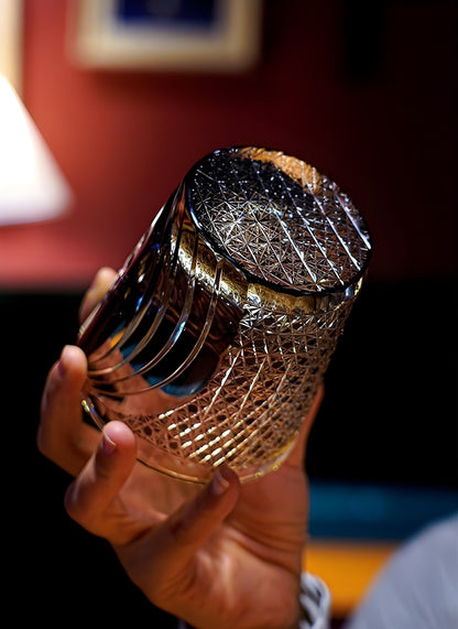 Bicchiere Edo Kiriko – ‘Tigre Nera’ – Scatola in Legno