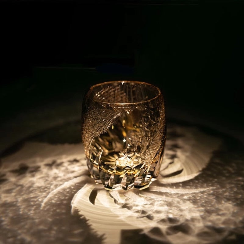 Bicchiere Edo Kiriko – Fiori D'Ambra – Scatola in legno GuerraHome