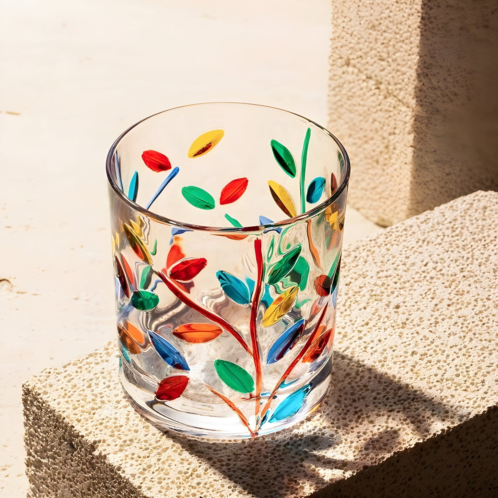 Bicchiere in Cristallo ‘Foglie Policrome’ – Collezione Murano | Design Ispirato a Zecchin GuerraHome