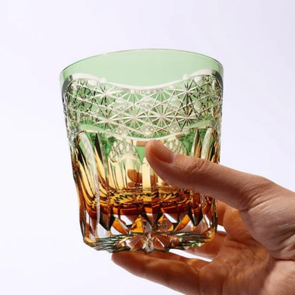 Bicchiere Edo Kiriko – 'Prisma Smeraldo' – Scatola in Legno GuerraHome