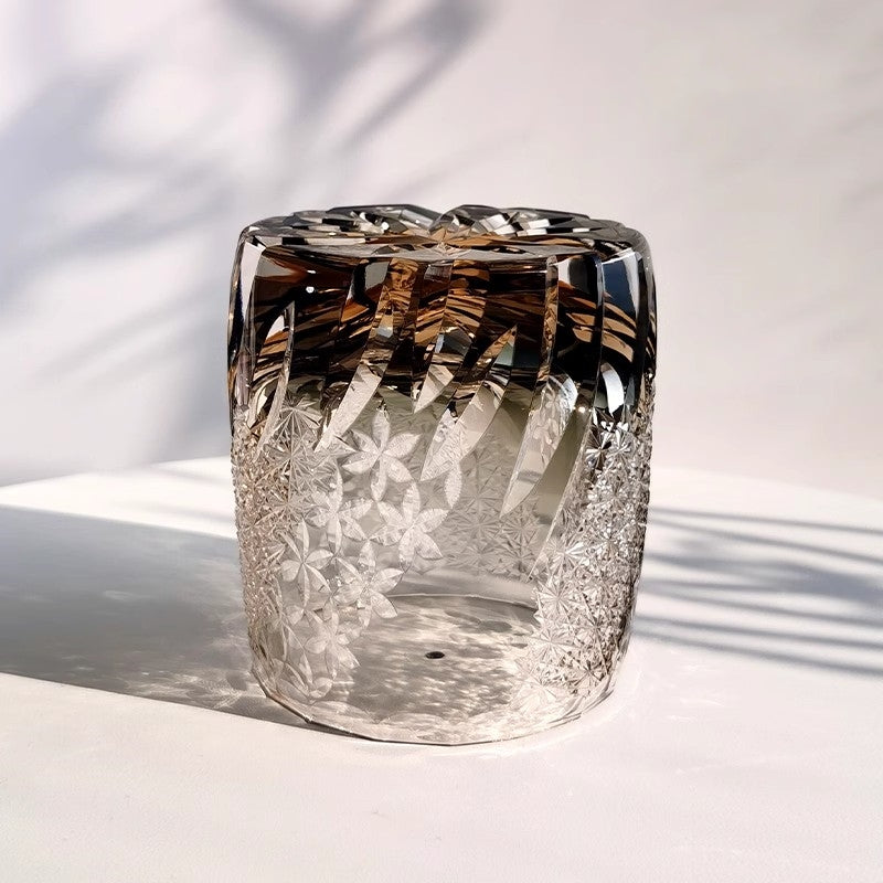 Bicchiere Edo Kiriko – Fiori D'Ambra – Scatola in legno GuerraHome