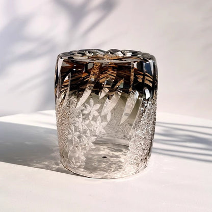 Bicchiere Edo Kiriko – Fiori D'Ambra – Scatola in legno GuerraHome