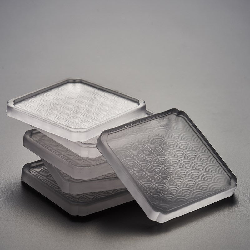 Sottobicchiere Giapponese – Quadrato 'Onda Marina' – Vetro Opaco GuerraHome