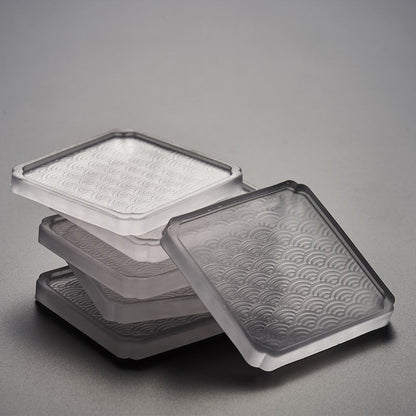 Sottobicchiere Giapponese – Quadrato 'Onda Marina' – Vetro Opaco GuerraHome