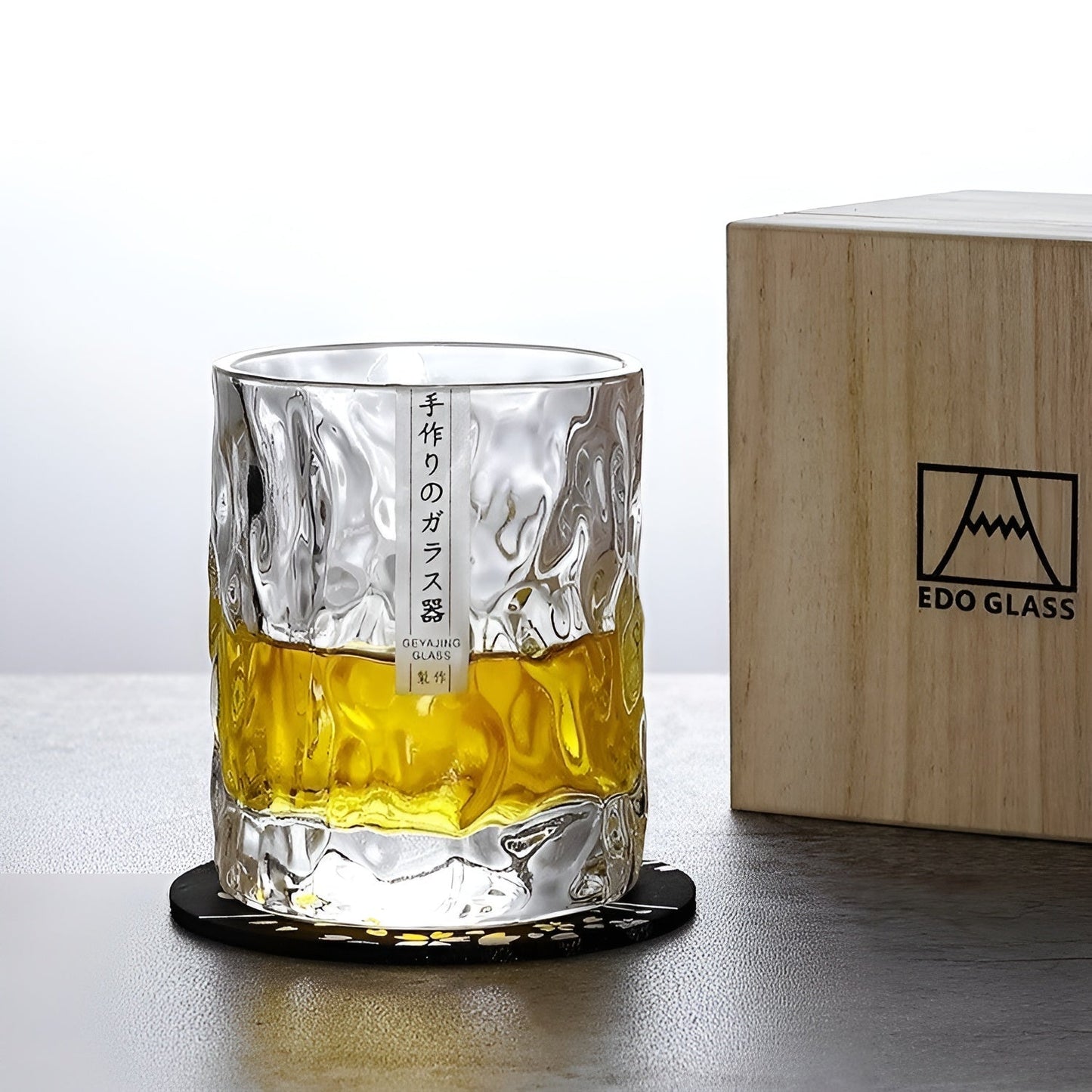 Bicchieri da Whisky Edo Kiriko – Design Ghiacciaio - Scatola in legno GuerraHome