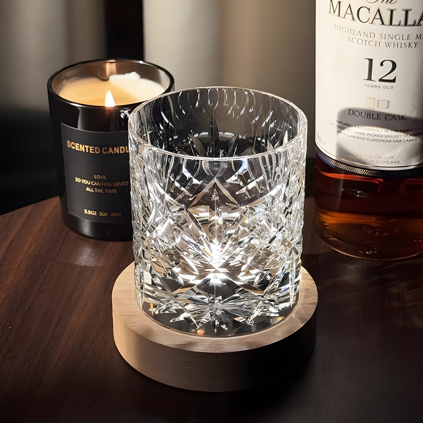 Bicchiere Edo Kiriko – Fiori Classici (Multicolor)– Scatola in legno GuerraHome