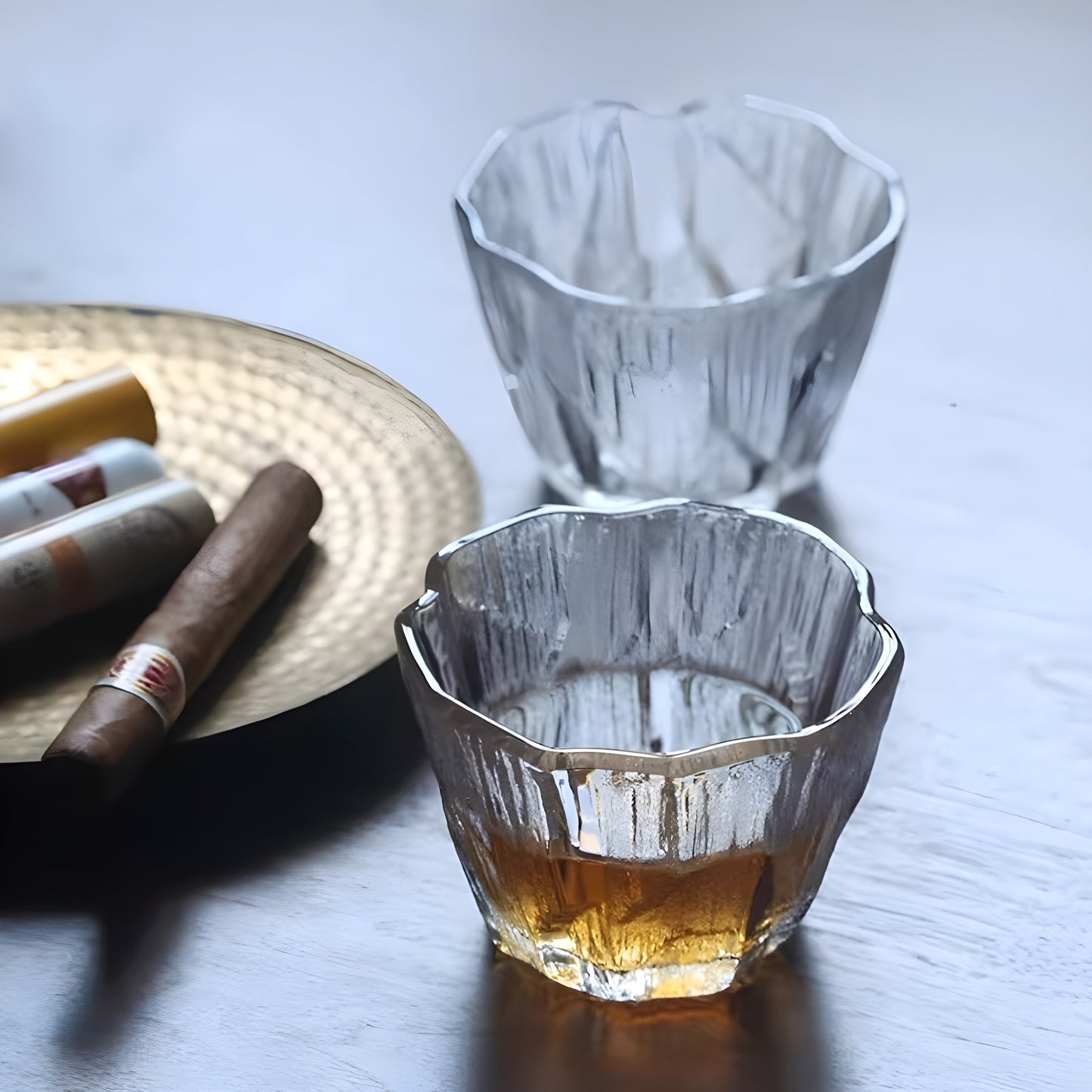 Bicchiere Whisky 'Ice Crystal' – Design Giapponese Irregolare | Con Scatola in Legno GuerraHome