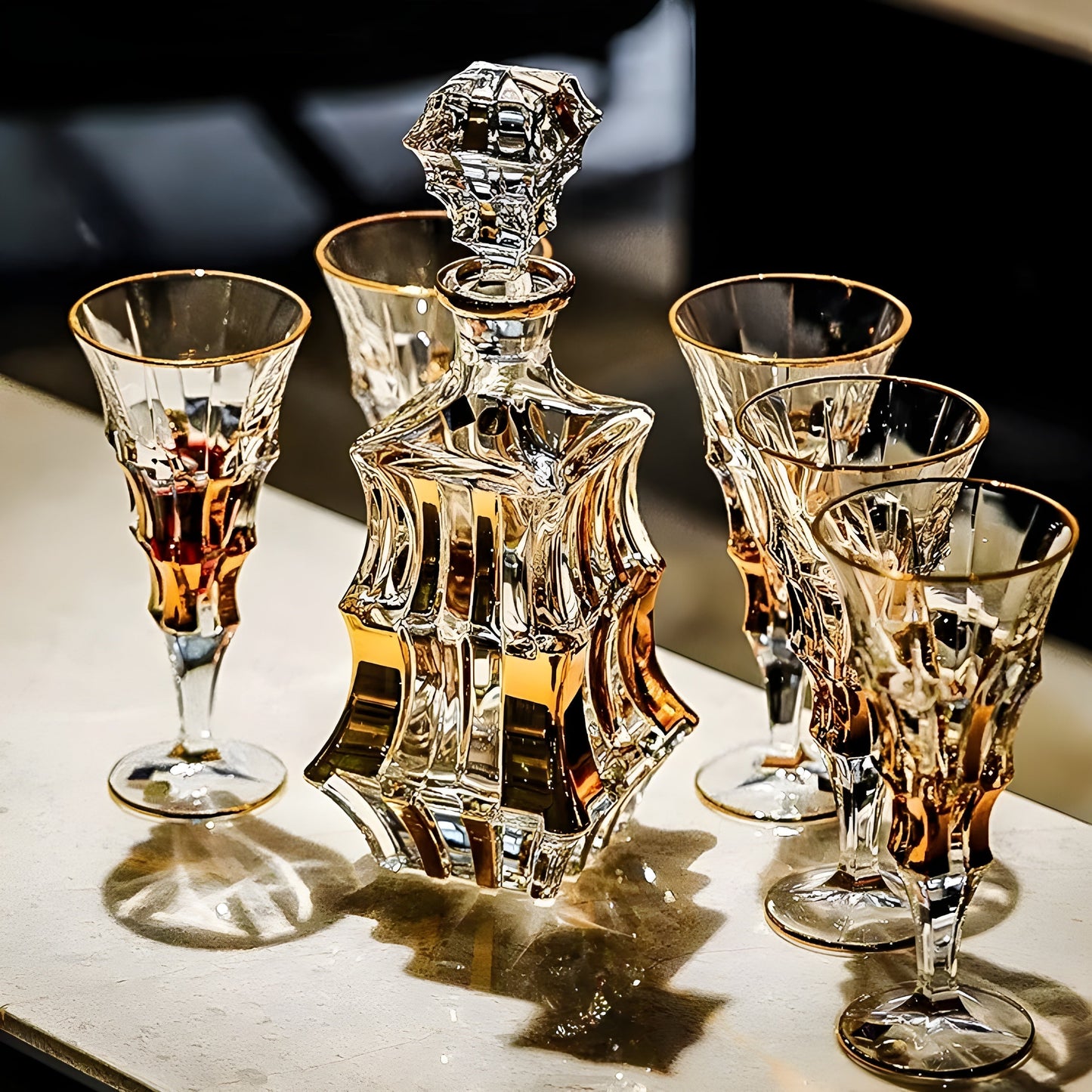 Set di Calici con Decanter 'Royal' in Cristallo Bohemia GuerraHome