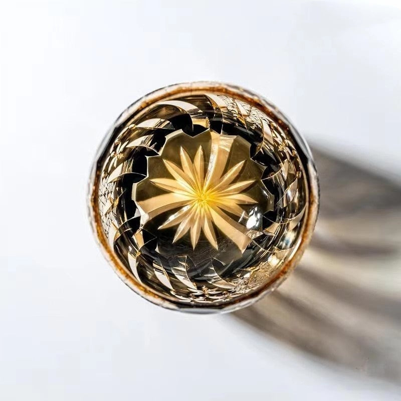 Bicchiere Edo Kiriko – Fiori D'Ambra – Scatola in legno GuerraHome