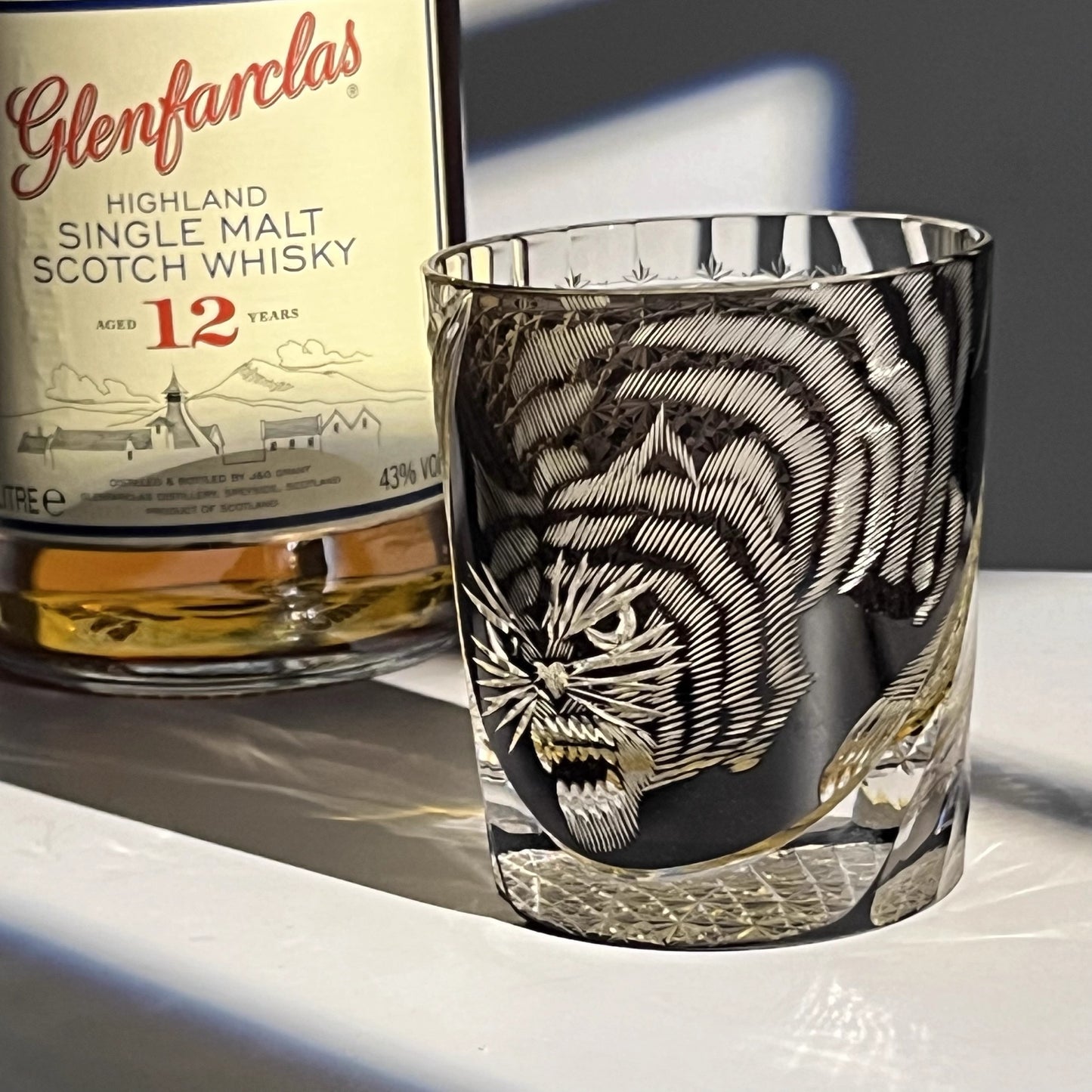 Bicchiere Edo Kiriko – ‘Tigre Nera’ – Scatola in Legno