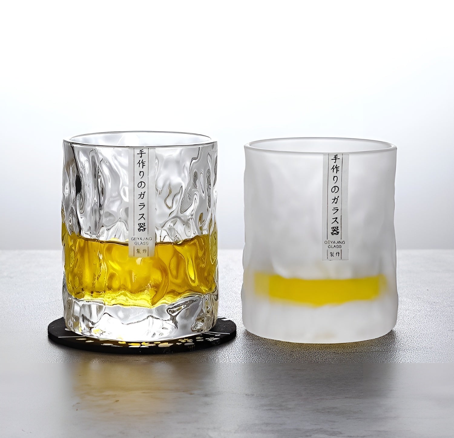Bicchieri da Whisky Edo Kiriko – Design Ghiacciaio - Scatola in legno GuerraHome