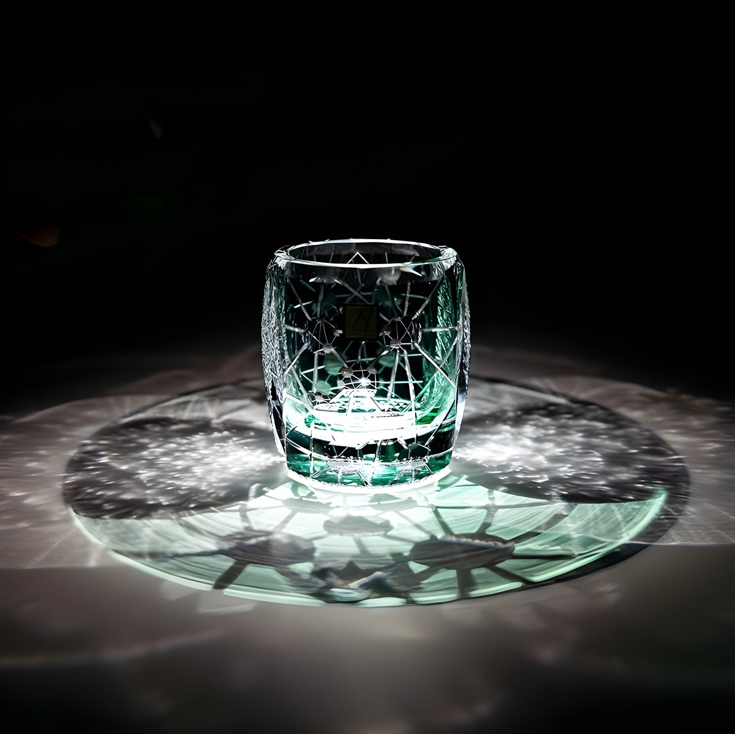 Bicchiere Edo Kiriko – ‘Giove’ (Verde/Nero) – Scatola in legno GuerraHome