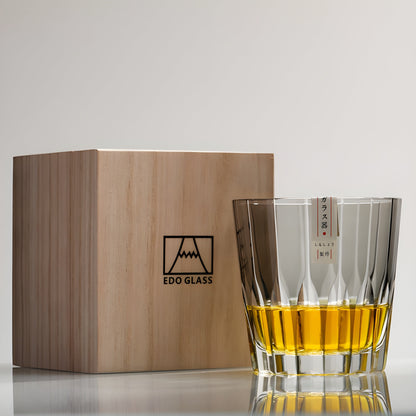 Bicchiere Edo Kiriko – Kagami Design 'Asterismo' – Scatola in Legno GuerraHome