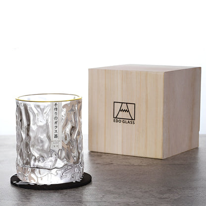 Bicchieri da Whisky Edo Kiriko – Design Ghiacciaio - Scatola in legno GuerraHome