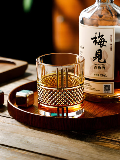 Bicchiere Whisky 'Diamond Oro' – Cristallo Intagliato GuerraHome