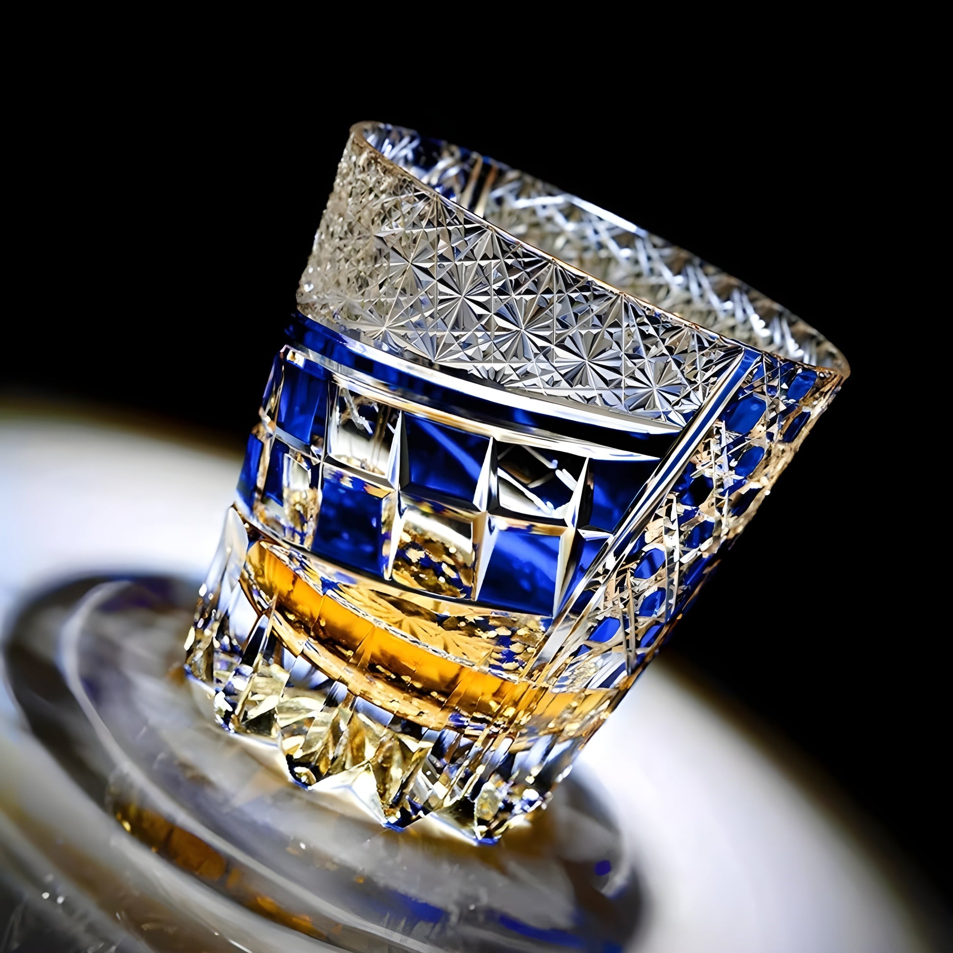 Bicchiere Edo Kiriko – “Costellazione Zaffiro” – Scatola in legno GuerraHome