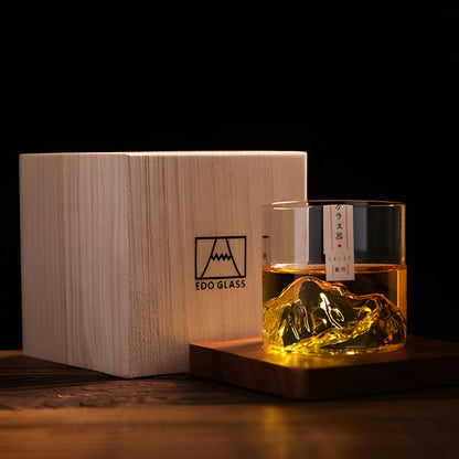 Bicchiere da Whisky – 'Monte Fuji' - Scatola in legno