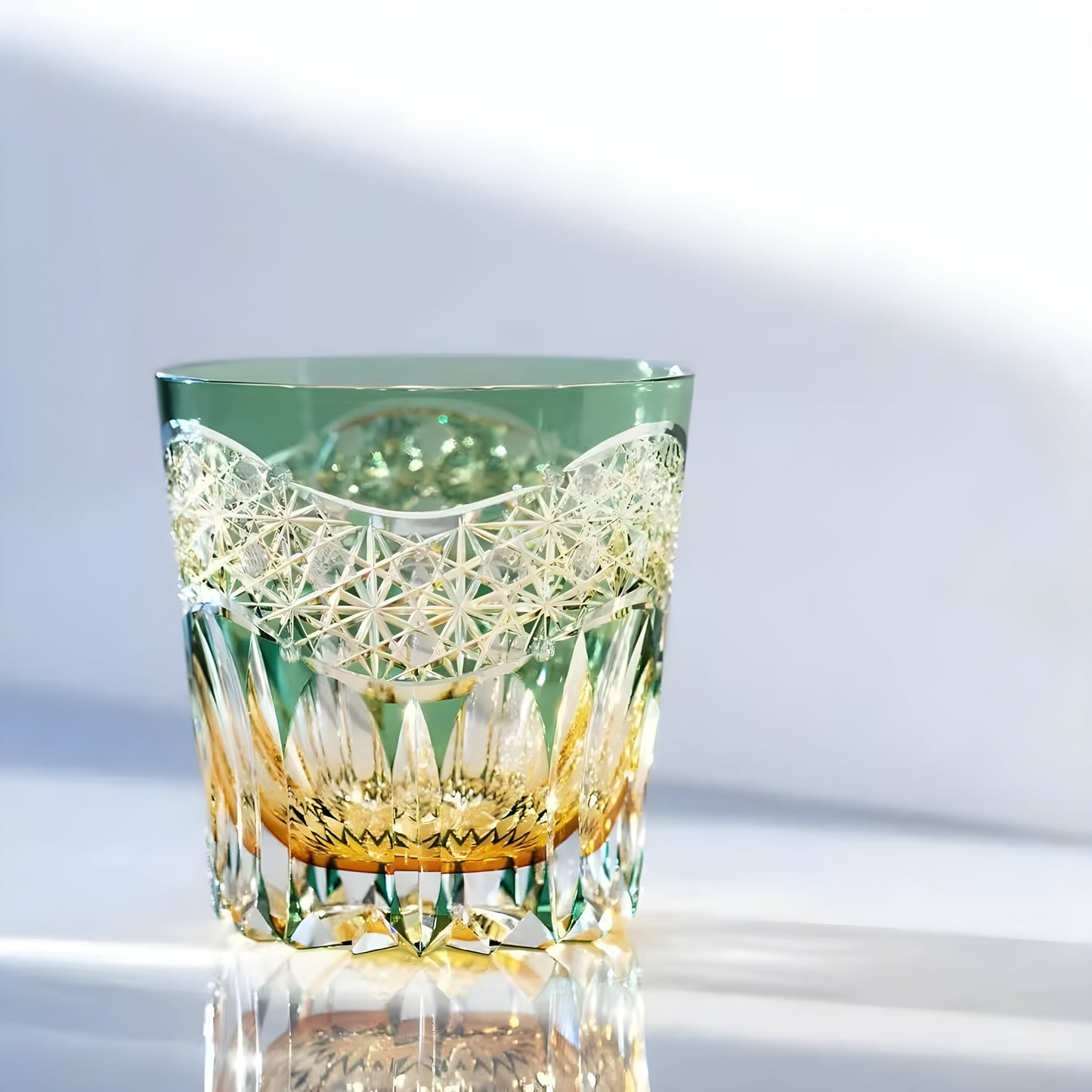 Bicchiere Edo Kiriko – 'Prisma Smeraldo' – Scatola in Legno GuerraHome