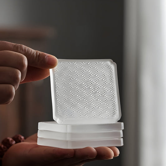 Sottobicchiere Giapponese – Quadrato 'Onda Marina' – Vetro Opaco GuerraHome