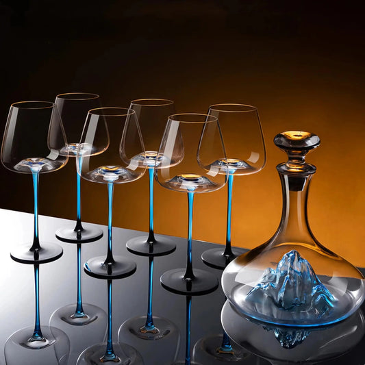 Set Di Calici Blu con Decanter "Mountain" Blu