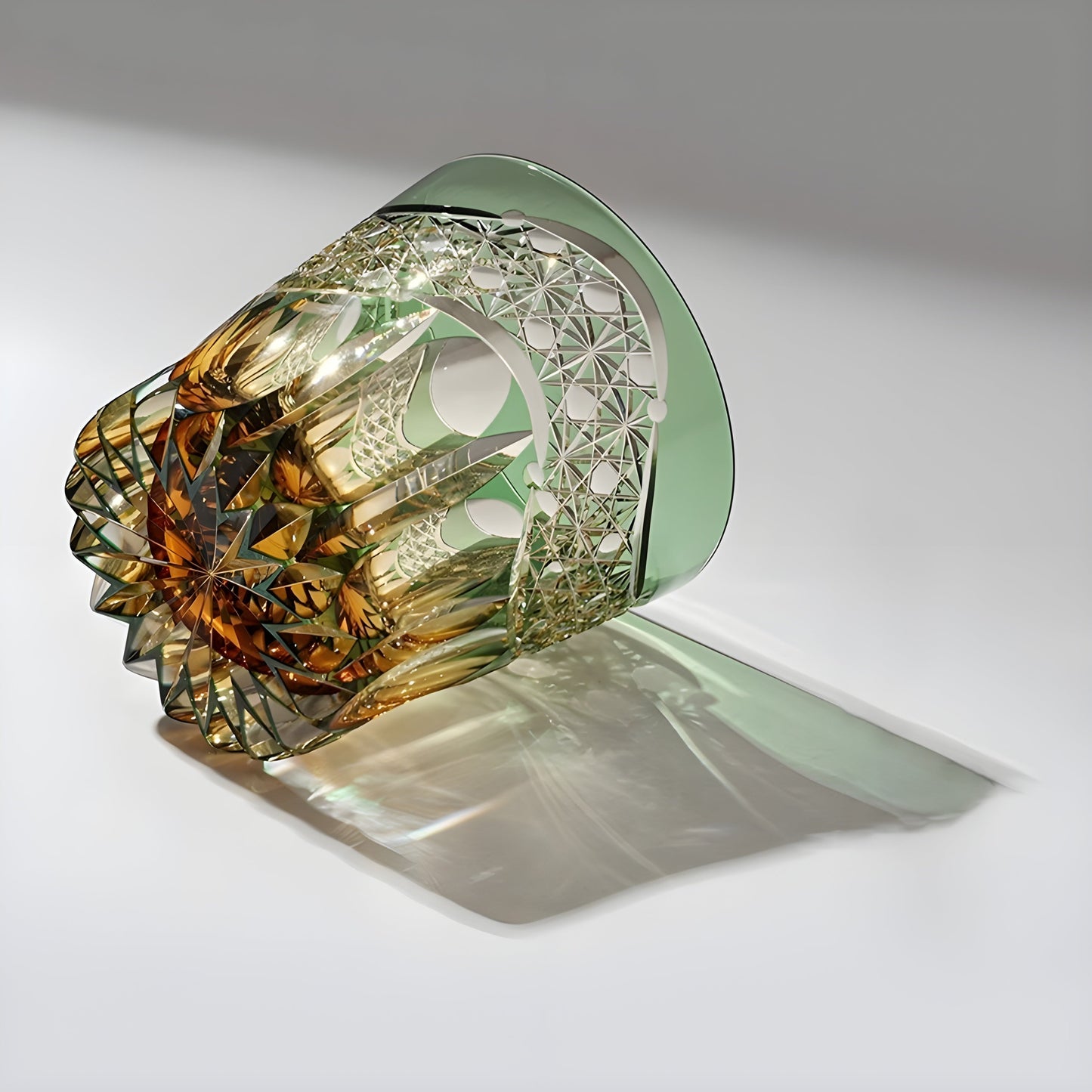 Bicchiere Edo Kiriko – 'Prisma Smeraldo' – Scatola in Legno GuerraHome