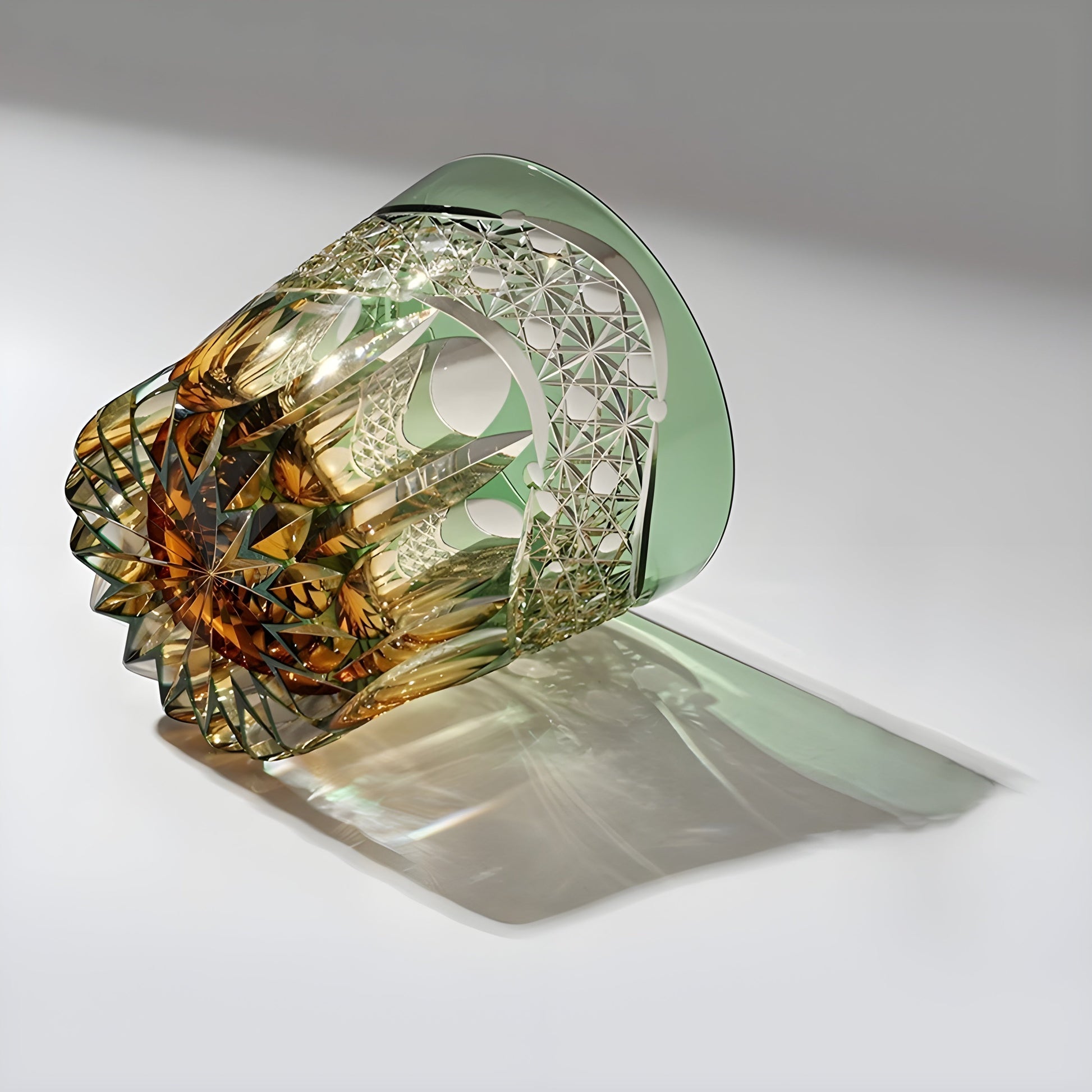 Bicchiere Edo Kiriko – 'Prisma Smeraldo' – Scatola in Legno GuerraHome