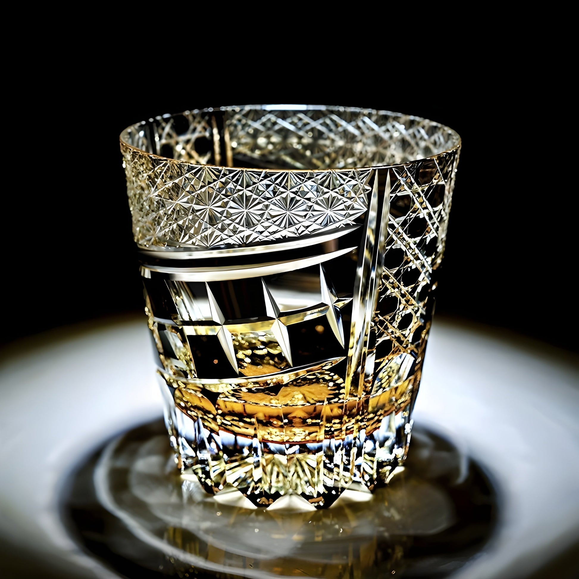 Bicchiere Edo Kiriko – “Costellazione Nera” – Scatola in legno GuerraHome