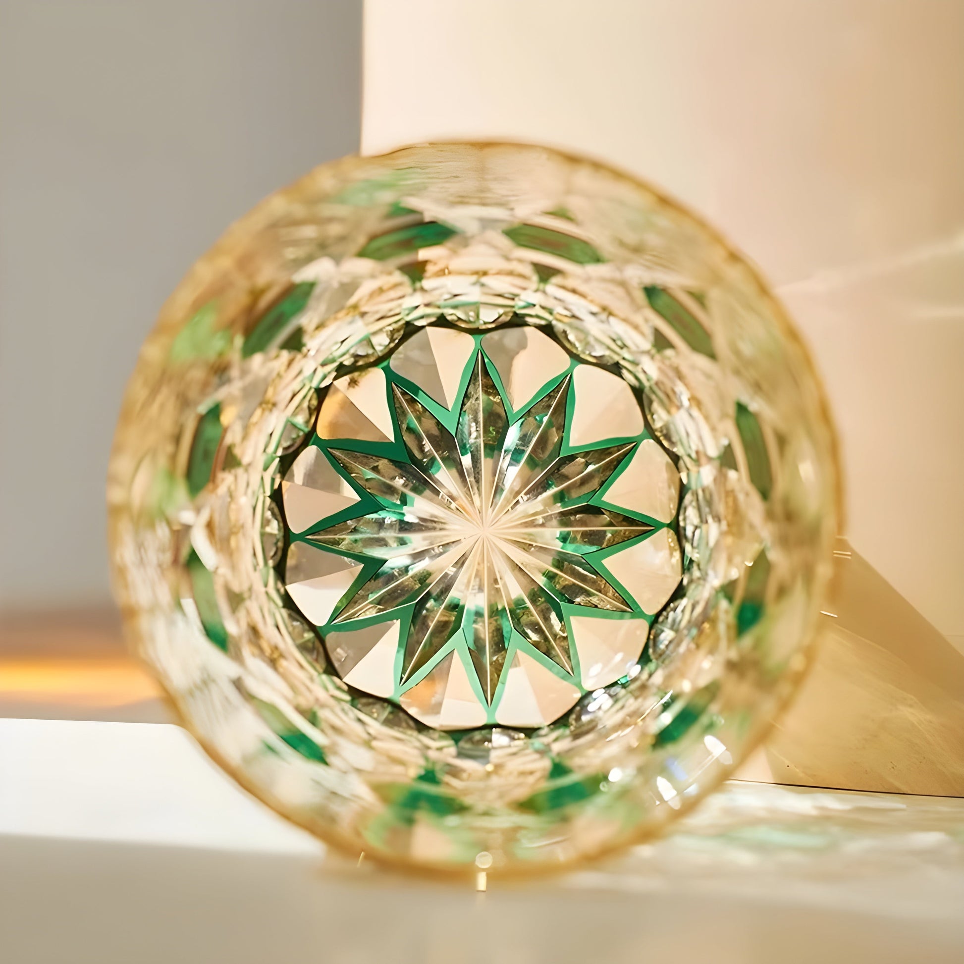 Bicchiere Edo Kiriko – ‘Fluorite Smeraldo’ – Scatola in legno GuerraHome